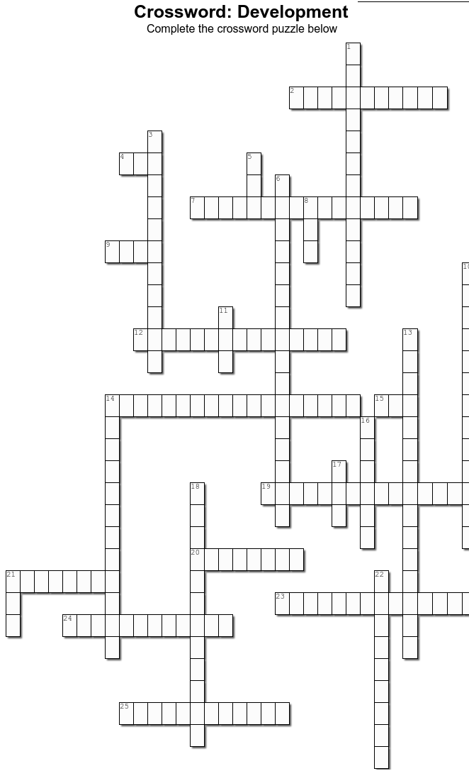 Unit 4.7 - 4.10: Development crossword 