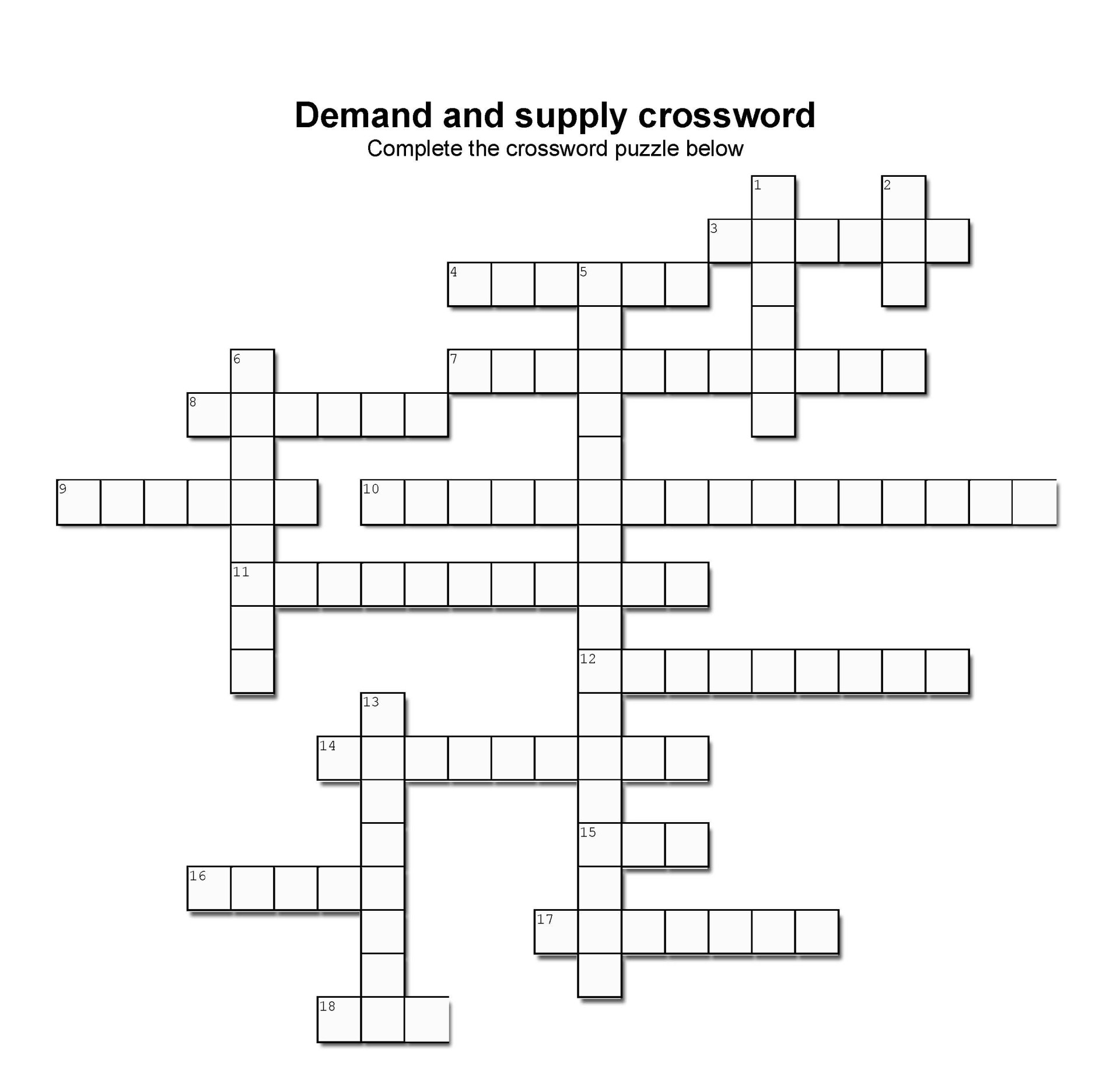 Demand and supply crossword 