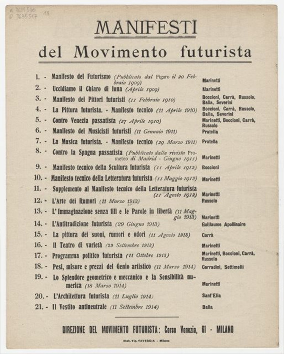 El primer manifiesto futurista